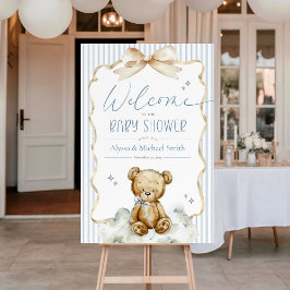 We Can Bearly Wait Teddy Bear Boy Shower Welcome ポスター