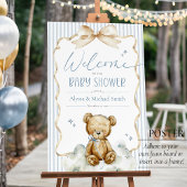 We Can Bearly Wait Teddy Bear Boy Shower Welcome ポスター