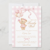 We Can Bearly Wait Teddy Bear Girl Baby Shower 招待状 (正面)