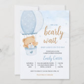 We Can Bearly Wait Teddy Bear Hot Air Balloon Baby 招待状 (正面)