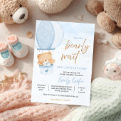 We Can Bearly Wait Teddy Bear Hot Air Balloon Baby 招待状