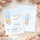 We Can Bearly Wait Teddy Bear Hot Air Balloon Baby 招待状