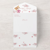 We Can Bearly Wait Teddy Bear Pink Baby Shower オールインワン招待状 (外側)