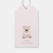 We Can Bearly Wait Teddy Bear Pink Baby Shower ギフトタグ (裏面)