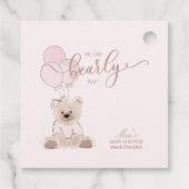 We Can Bearly Wait Teddy Bear Pink Baby Shower フェイバータグ (裏面)