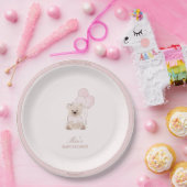 We Can Bearly Wait Teddy Bear Pink Baby Shower ペーパープレート (パーティー)
