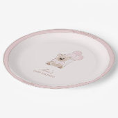 We Can Bearly Wait Teddy Bear Pink Baby Shower ペーパープレート (アングル)