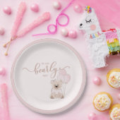 We Can Bearly Wait Teddy Bear Pink Baby Shower ペーパープレート (パーティー)