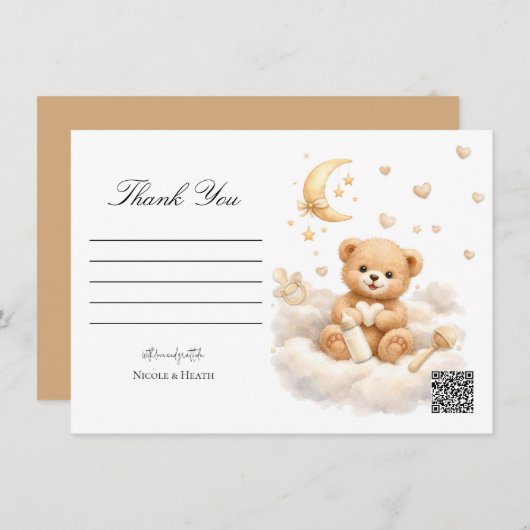 We can Bearly Wait Teddy Bear Thank You Card 招待状 (正面/裏面)