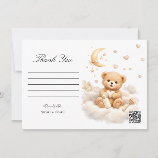 We can Bearly Wait Teddy Bear Thank You Card 招待状 (正面)