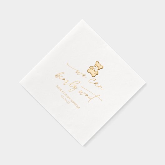 We Can Bearly Wait - Teddy Bear Themed Baby Shower 箔ナプキン (右)