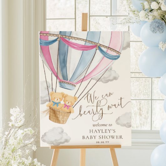 We Can Bearly Wait Twins Baby Shower ポスター