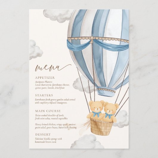 We Can Bearly Wait Twins Baby Shower  メニュー (正面)