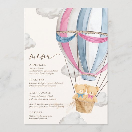 We Can Bearly Wait Twins Baby Shower  メニュー (正面)