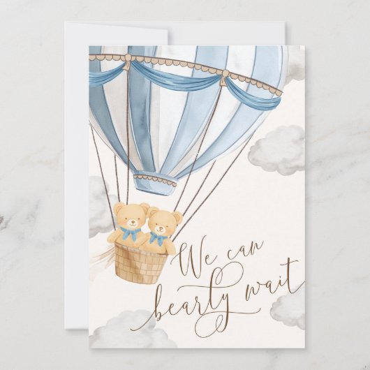 We Can Bearly Wait Twins Baby Shower Invitation 招待状 (裏面)