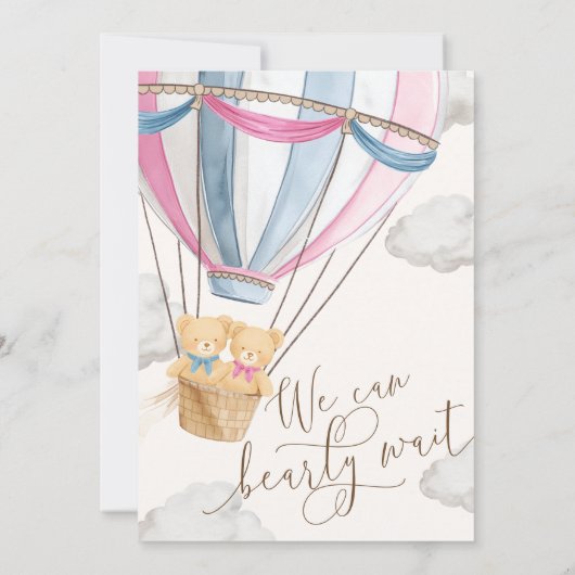 We Can Bearly Wait Twins Baby Shower Invitation 招待状 (裏面)