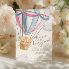 We Can Bearly Wait Twins Baby Shower Invitation 招待状