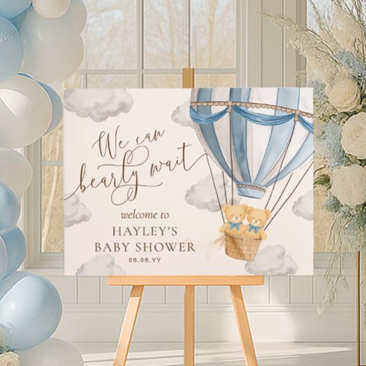 We Can Bearly Wait Twins Baby Shower Welcome ポスター