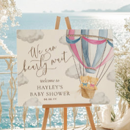 We Can Bearly Wait Twins Baby Shower Welcome ポスター