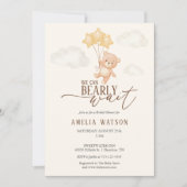We Can Bearly Wait Watercolor Baby Shower 招待状 (正面)