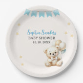 "We Can Bearly Wait Watercolor Bear Baby Shower ペーパープレート (正面)