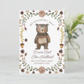 We Can Bearly Wait Watercolor Bear Pregnancy 案内状 (スタンド正面)
