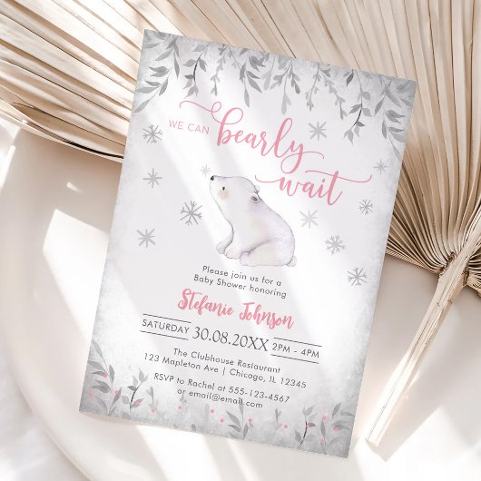 We Can Bearly Wait Winter Baby Shower Invitation 招待状