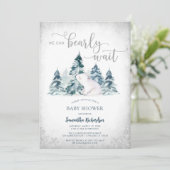 We Can Bearly Wait Winter Baby Shower Invitation 招待状 (スタンド正面)