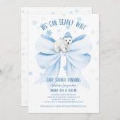 We Can Bearly Wait Winter Polar Bear Baby Shower 招待状 (正面/裏面)
