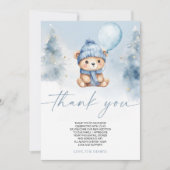 We Can Bearly Wait Winter Teddy Bear Baby Shower サンキューカード (正面)