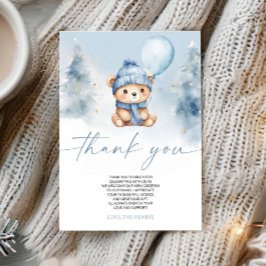 We Can Bearly Wait Winter Teddy Bear Baby Shower サンキューカード
