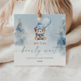 We Can Bearly Wait Winter Teddy Bear Baby Shower フェイバータグ