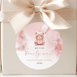 We Can Bearly Wait Winter Teddy Bear Baby Shower ラウンドシール