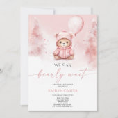 We Can Bearly Wait Winter Teddy Bear Baby Shower 招待状 (正面)