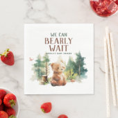 We Can Bearly Wait Woodland Baby Shower Napkins スタンダードランチョンナプキン (インサイチュ)