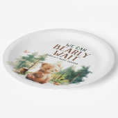 We Can Bearly Wait Woodland Baby Shower Plates ペーパープレート (アングル)