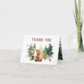 We Can Bearly Wait Woodland Baby Shower Thank You 招待状 (正面)