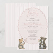We can bearly wait Woodland Bear Baby Shower 招待状 (正面/裏面)