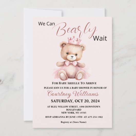 We Can Bearly WaitBaby Shower Invitation 招待状 (正面)