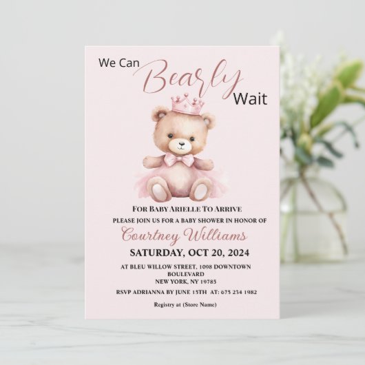 We Can Bearly WaitBaby Shower Invitation 招待状 (スタンド正面)