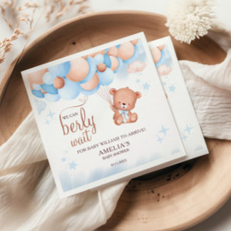 We Can Berly Wait Bear Balloon Baby Shower Napkins スタンダードカクテルナプキン