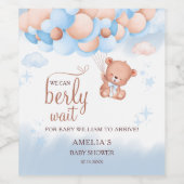 We Can Berly Wait Teddy Bear Baby Shower  ワインラベル (シングルラベル)