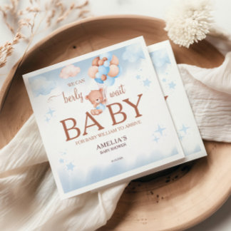 We Can Berly Wait Teddy Bear Baby Shower Napkins スタンダードカクテルナプキン
