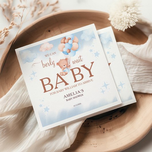 We Can Berly Wait Teddy Bear Baby Shower Napkins スタンダードカクテルナプキン