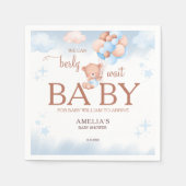 We Can Berly Wait Teddy Bear Baby Shower Napkins スタンダードカクテルナプキン (正面)