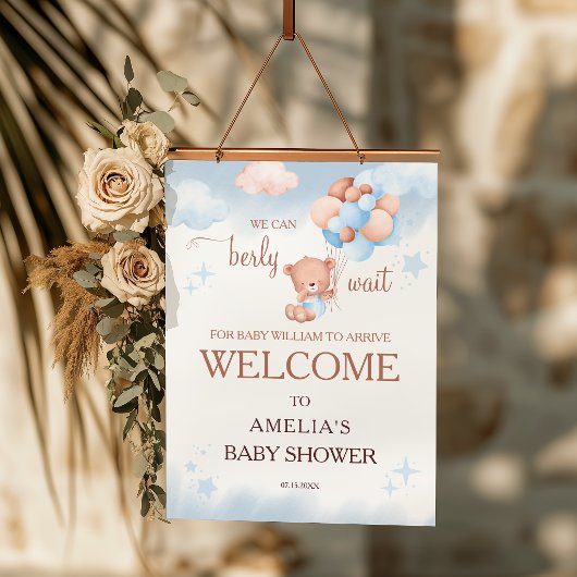 We Can Berly Wait Teddy Bear Baby Shower Welcome  ポスター