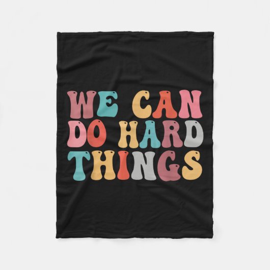 We Can Do Hard Things Groovy Retro Motivational Qu フリースブランケット (正面)