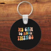 We Can Do Hard Things Motivational Teacher Wavy  キーホルダー (正面)