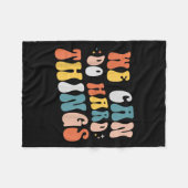 We Can Do Hard Things Motivational Teacher Wavy  フリースブランケット (正面(横))