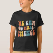 We Can Do Hard Things Motivational Teacher Wavy  Tシャツ (正面)